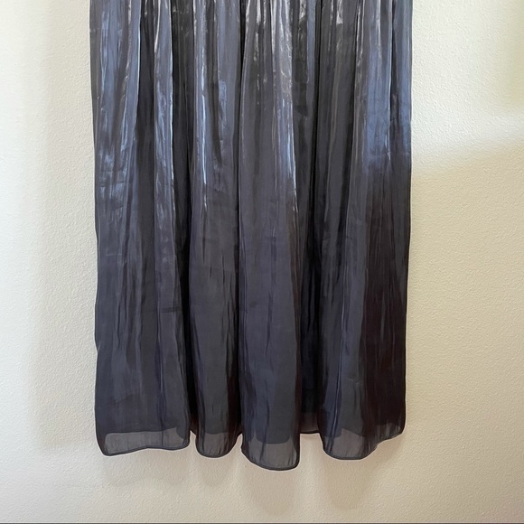 Rhié Liquid Charmeuse Sleeveless V Neck Maxi Slip Dress Charcoal Black Small - Picture 10 of 16